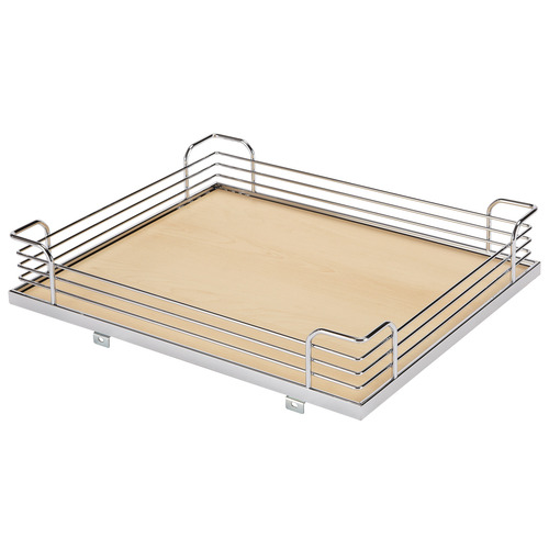 Storage Tray, Arena Plus, for 220 lbs. Weight Capacity Pantry Pull-Out 18 7/8" For Base Pull-Out II, Chrome/Maple, width 18 7/8", for frame width 24" Shelf: Maple Surround: Chrome