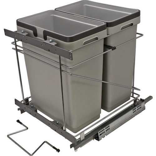 Waste Bin Pull-Out, Salice, Double 30 l / 30 l 2 x 32 qt. 457 mm QPAM18228C 18" opening (width) 18" for 18" opening, model QPAM18228C Steel / Plastic