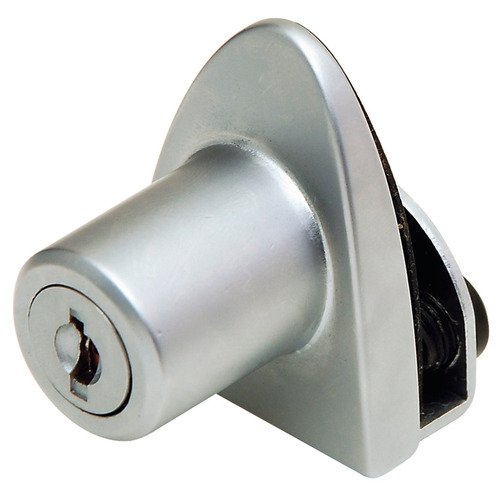 Single Door Lock, for Glass Door Badge non-bore hinge & lock system for lightweight glass doors Silver colored