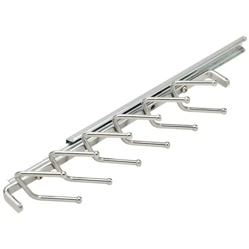 Tie Rack with Slide, 12 Hook, 11" with 5 3/4" extension slide, Chrome-plated Chrome plated