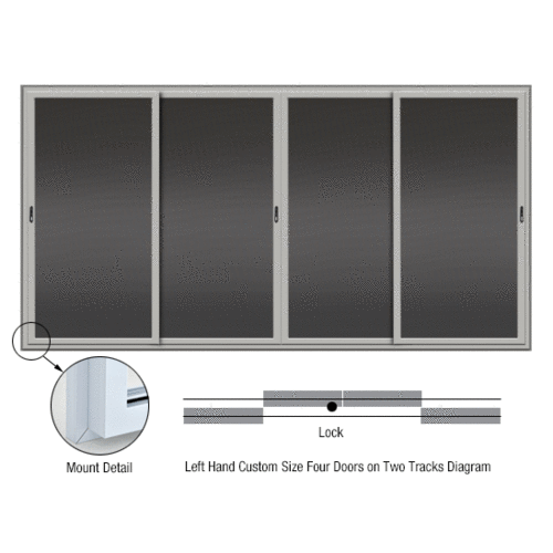 Security Screen - Four Sliding Security Doors on Two Tracks - Active Door on Left - Surface Mount