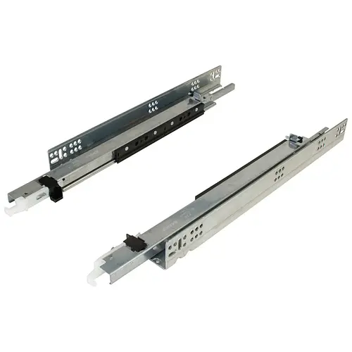 Salice Progressa+ Push Drawer Slide, Full Extension for 19 mm (3/4") drawer material Min: 399 mm (15 25/32") 15" 402 mm (15 27/32") 447 mm (17 9/16") 15 7/16" For Face Frame Construction Drawer length: 381 mm (15"); for face fame Bright zinc-plated