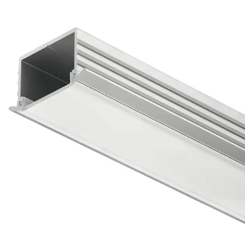 Hafele 833.72.866 Aluminum Profile, Hafele Loox profile 1191 Recessed mounting, Cover: Milk Profile: Silver colored, anodized Diffuser: milky