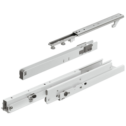 Pull-out cabinet runners, Full extension, load bearing capacity up to 120 kg, steel/plastic 19 1/16" 19 11/16" With soft and self closing mechanism (optional), 19 11/16" installed length, 19 1/16" extension length