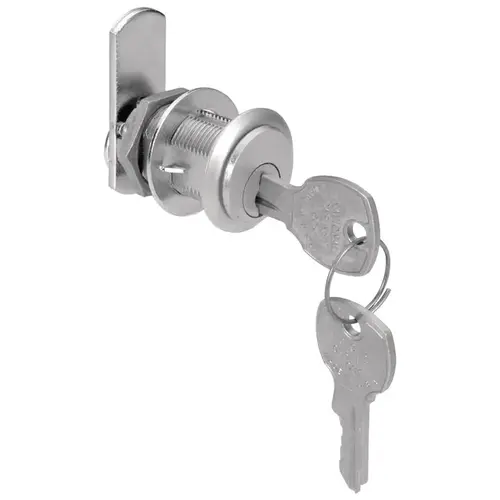 Cam Lock, C8102 and C8103 Series, Keyed Different 1 3/16" 7/8" National Lock - High Security, Brushed chrome, lipped/overlay, 1 3/16" (30 mm) Brushed chrome