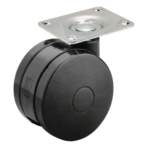 Large Twin Wheel Caster, Plate Mount, without Brake Without brake 3" 2 7/8" 3 1/2" 2 1/2" Mounting plate 175 lbs 76 mm Plate mount, diameter 76 mm (3") Black, Zinc