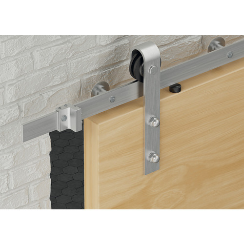 Flat Track Sliding System, Slido D-Line42 100S Set 6' 6 3/4" 2000 mm For 1 Sliding Wood Door, 2 m Length Steel