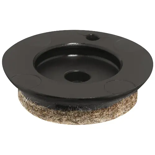 QuickClick Slim Glide, Round, for push fitting, 20 mm 13/16" extremely flat, for different floors, Dim. D: diameter 20 mm, installation height H: 7 mm, black Natural, Felt: gray