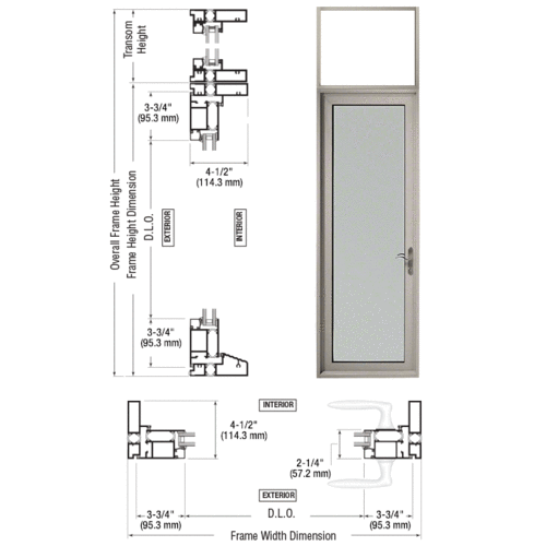 CRL-U.S. Aluminum TND91511R0 Clear Anodized Series 900 Terrace Door Transom Hinge Right Swing Out