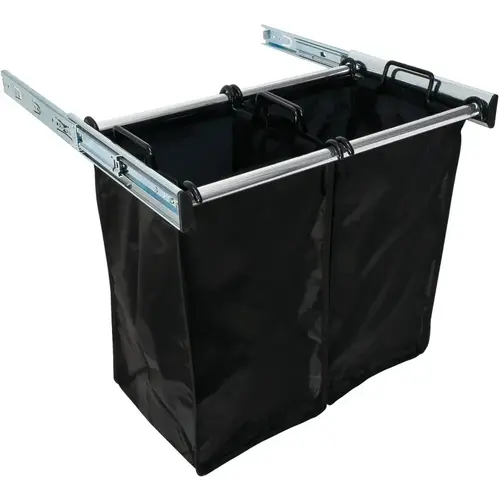 Pull-Out Hamper, with Removable Bags, TAG Synergy Collection 24" Polished chrome, 24", 2 small bags Bag: Black, Polished chrome