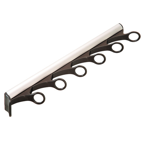 Scarf Rack, TAG Synergy Collection, 6 Hook, 14 1/8" With 3/4 extension slide, Matt aluminum Matt aluminum