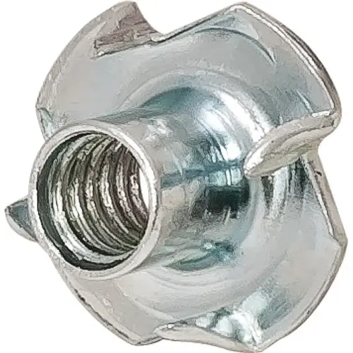 T-Nut, 4-Pronged 7.3 mm sleeve diameter 7.3mm Zinc plated