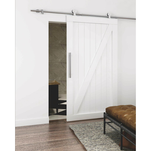 Barn Door Hardware, with Top-Mounted Hanger 8' 2 7/16" BD500 with soft close 2500 mm BD500, 2.5 m (8' 2 7/16") length with soft close Stainless steel, matt