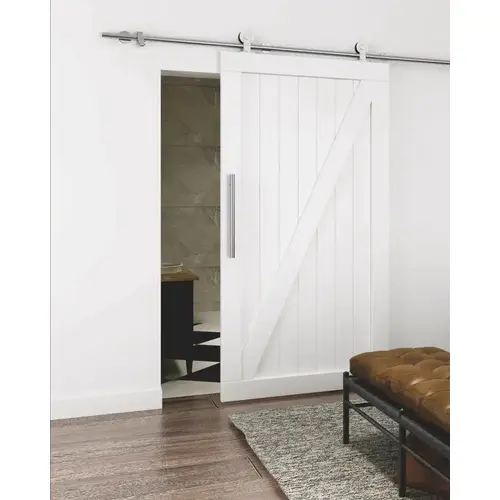 Barn Door Hardware, with Top-Mounted Hanger 6' 6 3/4" BD500 with soft close 2000 mm BD500, 2 m (6' 6 3/4") length with soft close Stainless steel, matt