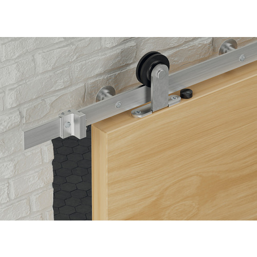 Flat Track Sliding System, Slido D-Line42 100S Set 8' 2 7/16" 2500 mm For 1 Sliding Wood Door, with Top Mounted Hanger, 2.5 m Length Stainless steel