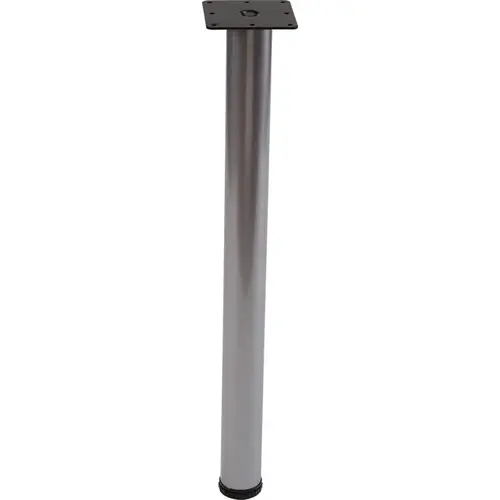 E-Leg, diameter 60 mm 28" 710 mm (28"), Silver aluminum RAL 9006 Leveler & Mounting plate: Black, Silver aluminum RAL 9006