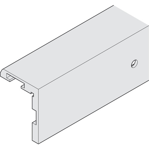 Angled Profile, Pre-drilled 19' 8 1/4" for HAWA Junior 40 Upper Tracks, length: 6 m (19' 8 1/4") Silver colored, anodized