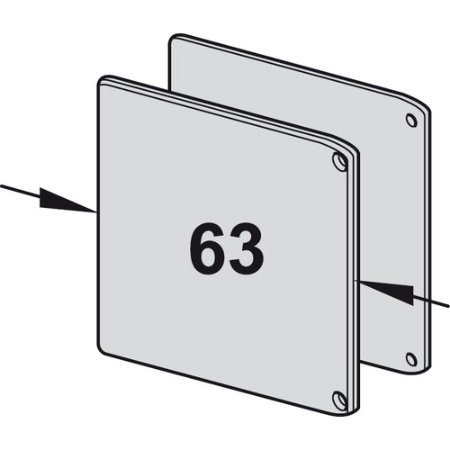 End cap set, For Clip-On Fascia Cover For running track ? with mounting rail ?, ?? 63 mm For Slido D-Line11, For upper track 5 and mounting rail 16 or 18 and fascia F Stainless steel colored