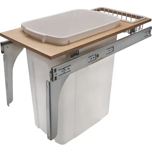 Waste Bin Pull-Out, KV Wood Frame, Side Mount, Single, Depth is 22 1/2" 47 l 50 qt. 549 mm 368 mm 21 5/8" PDMTM145-1-50WH 14 1/2" Capacity: 50 qt. White