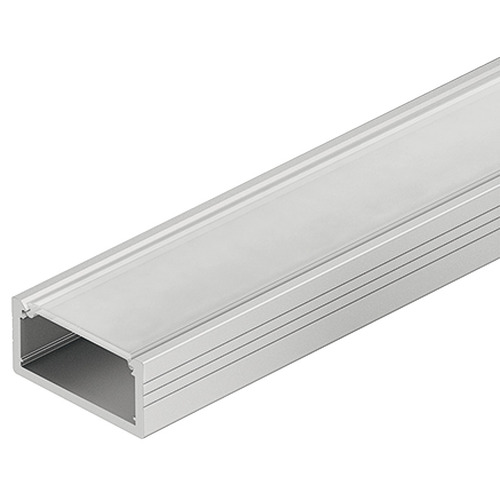 Hafele 833.72.860 Aluminum Profile, Hfele Loox5 Profile 2109/2191, for LED strip lights for Surface Mounting, Cover: Milk Profile: Silver colored, anodized Diffuser: milky