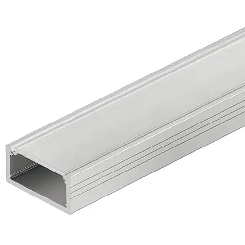 Hafele 833.72.860 Aluminum Profile, Hafele Loox5 Profile 2109/2191, for LED strip lights for Surface Mounting, Cover: Milk Profile: Silver colored, anodized Diffuser: milky