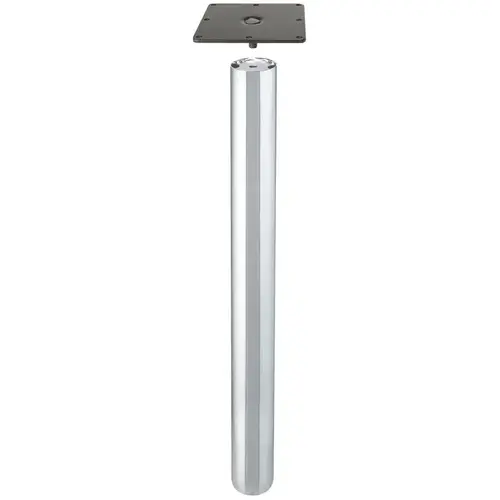 E-Leg, diameter 60 mm 34 1/2" 876 mm (34 1/2"), Satin nickel Leveler & Mounting plate: Black, Satin nickel