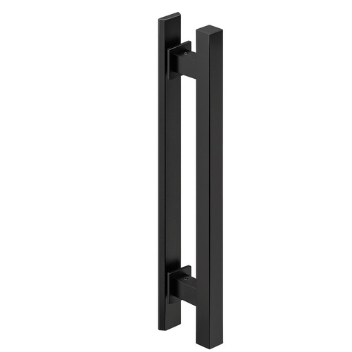 Flush pull handle for sliding doors, Aluminum, one-sided, square Length: 400 mm, black anodized Black, anodized