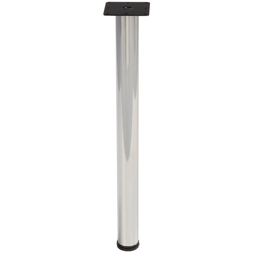 E-Leg, diameter 60 mm 34 1/2" 876 mm (34 1/2"), Polished chrome Leveler & Mounting plate: Black, Polished chrome