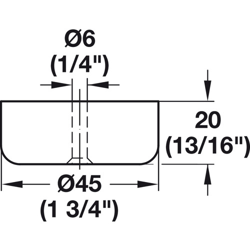 Furniture Glide, with Hole for Screw Mounting Black, installation height 20 mm, diameter 45 mm Black