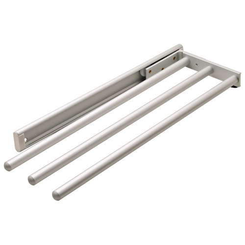 Towel Rack Pull-Out, 3 Bar, Extendable Anodized silver Chrome or Silver