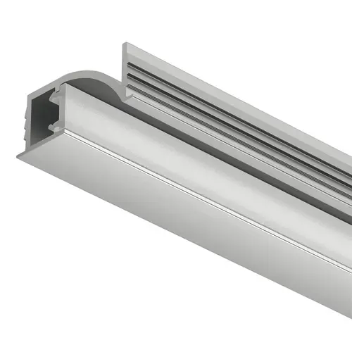 Profile for Recess Mounting, Hafele Loox5 Profile 1107, for LED strip lights up to max. 5 mm (3/16") width 92" Asymmetrical light distribution, Length: (92") 2336 mm, silver colored Profile: anodized Diffuser: opal white