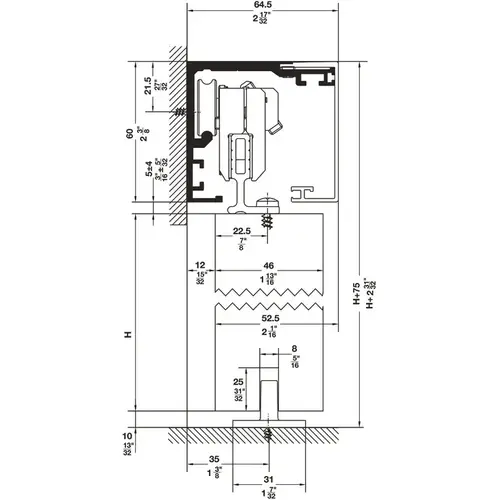 Fitting Set, Slido D-Line12 80E-120E For 1 or 2 sliding wood doors, clear anodized