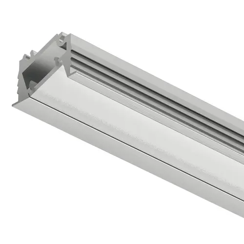 Hafele 833.94.206 Profile for recess mounting, Hafele Loox5 Profile 1106, for LED strip lights up to 8 mm (5/16") width with clip Asymmetrical light distribution, Length: (92") 2336 mm, silver colored Profile: Silver colored Diffuser: opal white