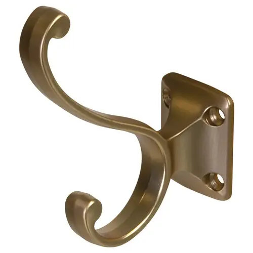 Hat & Coat Hook, 32 x 78 x 91 mm (W x D x H) Matt gold Gold colored, matt