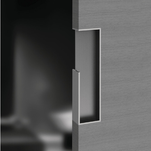 Flush Pull Handle for Sliding Wood Doors, Contemporary Brass Chrome Plated Matt, for Glass Thickness 8 mm (5/16")