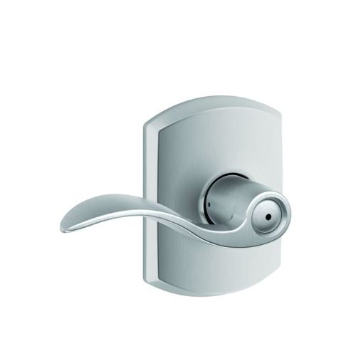 Accent Lever with Greenwich Rose Privacy Lock with 16080 Latch and 10027 Strike Satin Chrome Finish