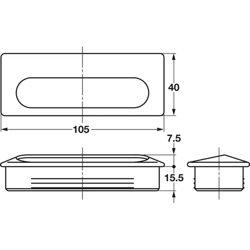 Recessed Handle, Satin, 304 Stainless Steel 140 x 47 mm Length: 140 mm Black, satin-finish