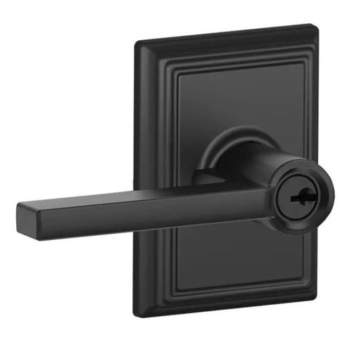 Latitude Lever with Addison Rose Keyed Entry Lock C Keyway with 16211 Latch and 10063 Strike Matte Black Finish