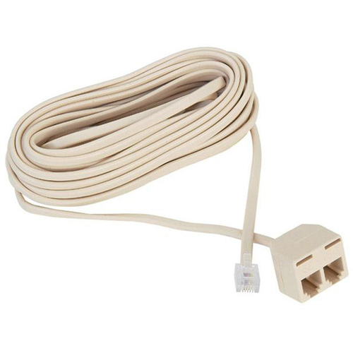 Modular Double Jack Extension Cord 25ft - Ivory