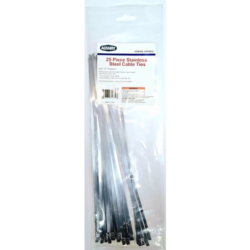 Sourcelink Agway Private Label 07016632 STAINLESS CABLE TIE 12" 25/BAG- SOURCELINK