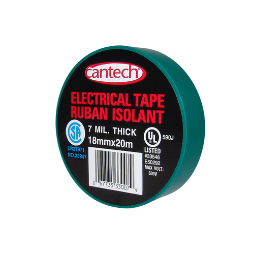 Tape-It, Inc E66GN Vinyl Plastic Electrical Tape - Green - 3/4" x 66'