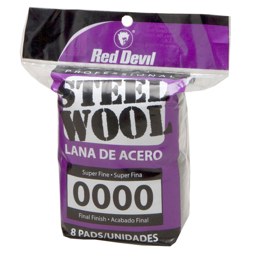 Red Devil 36840005 0000 Grade Steel Wool pack of 8