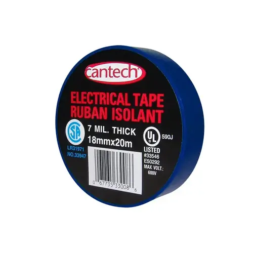 Vinyl Plastic Electrical Tape - Blue - 3/4" x 66'