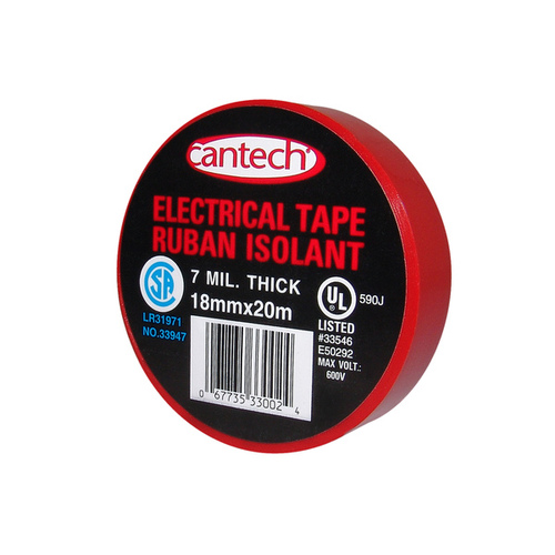 Vinyl Plastic Electrical Tape - Red - 3/4" x 66'