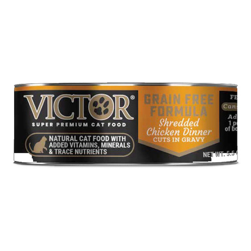 Victor Shredded Chicken Dinner in Gravy Canned Cat Food - 5.5oz Can - pack of 24