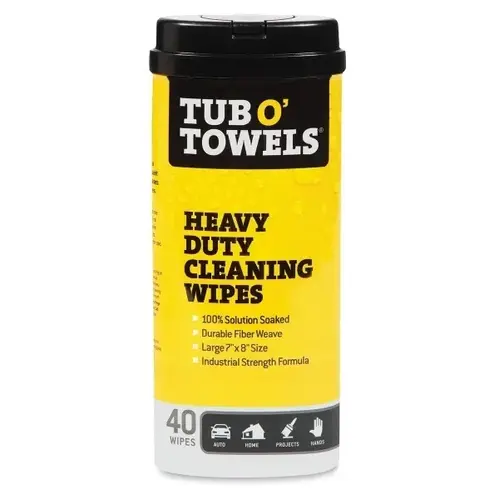 Tub O' Towels Heavy Duty Cleaning Wipes 7"x8" 40-Count