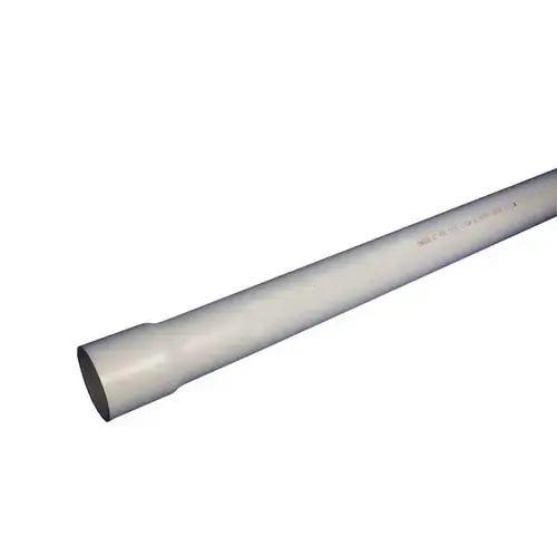 Schedule Series Pipe, 2 in, 20 ft L, Solvent Weld, SCH 40 Schedule, PVC, White - 240" Stock Length