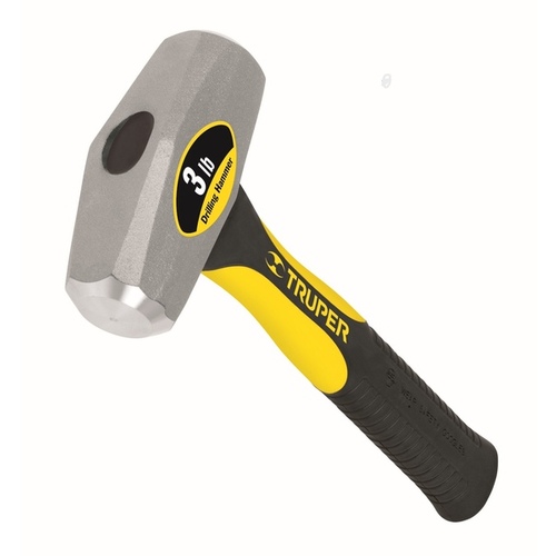 Drilling Hammer Double-Face Steel 3-lbs with Fiberglass Handle 10.5"