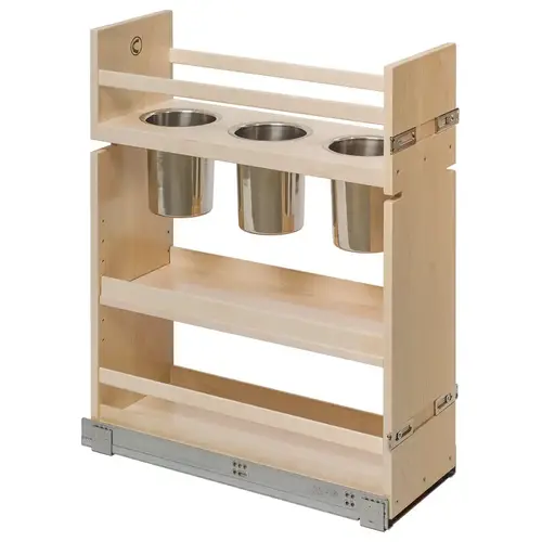 Base Pull-Out Canister Organizer, Baltic Birch 3 canisters 5 7/8" Century Cascade Series, 149 mm (5 7/8") width; 3 canisters Prefinished