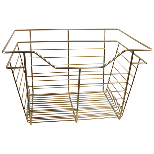 Wire Closet Basket, with Full Extension Slides 14" 6" 23" Gold polished, 14" x 23" x 6", with zinc-plated 14" slides Polished